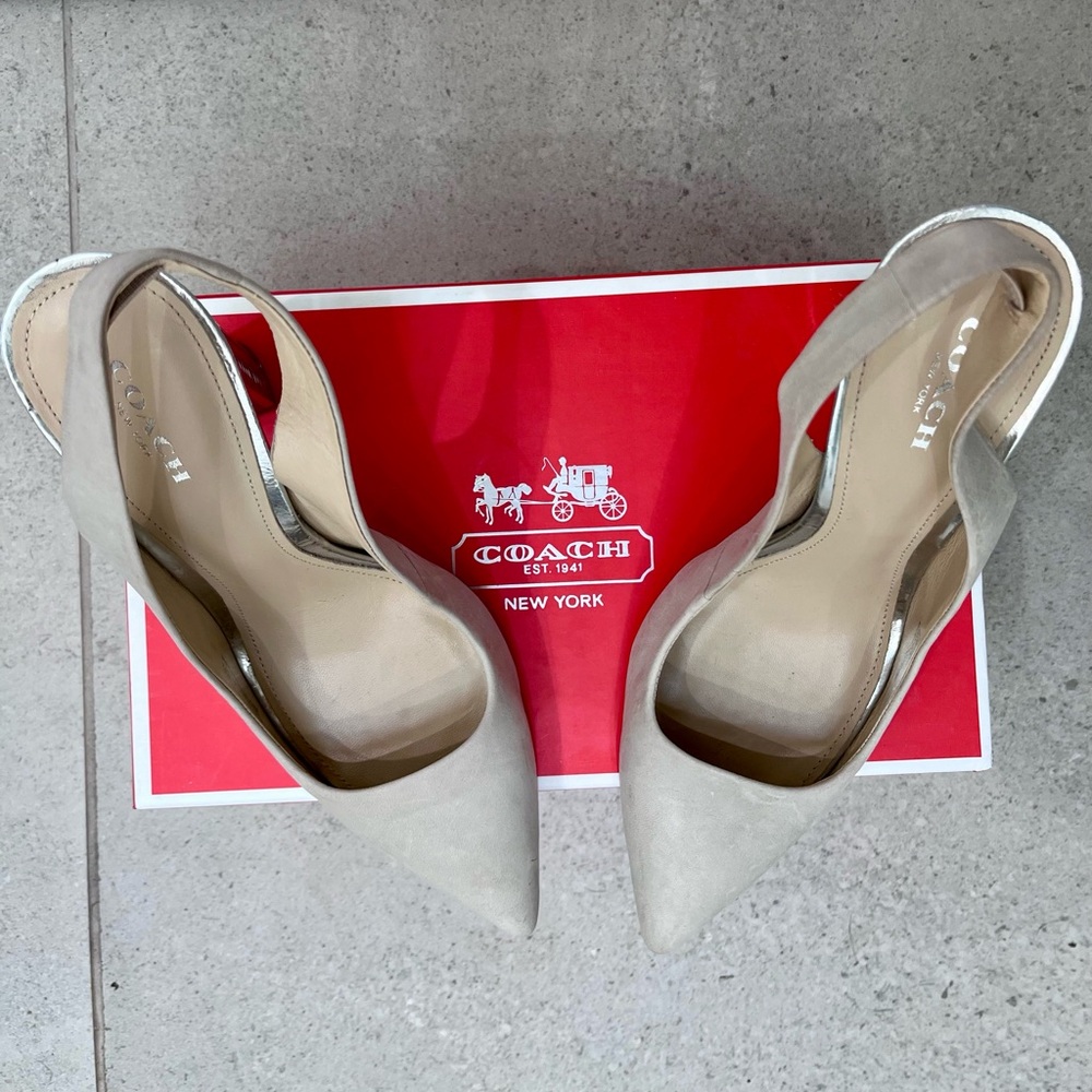 Coach Women's Beige Slingback Heels